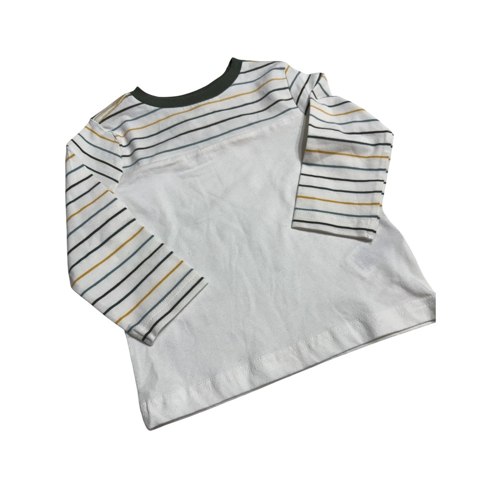 Tommy Bahama Infant Boys Striped Long Sleeve T-Shirt White Green 12M EUC